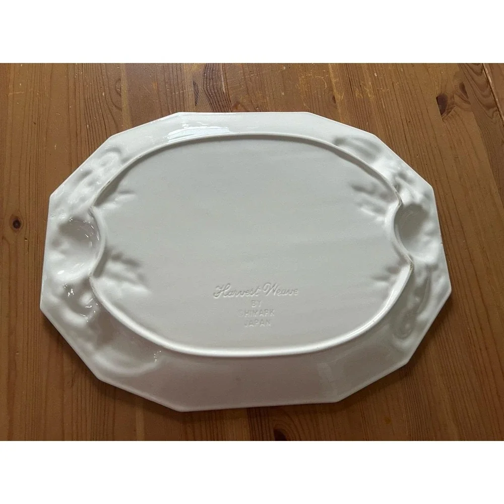Vintage Himark Harvest Weave Ceramic Platter Embossed Vegetables Farmhouse 18